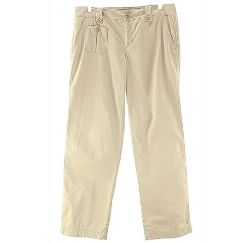 Lauren Ralph Lauren Sz 6 X 29 Tan Back Button Flap Pocket Cotton Pant