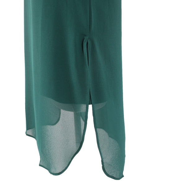 Soft Surroundings Top Sz XS Green Sheer Overlay Round Neck Poly Viscose Spandex
