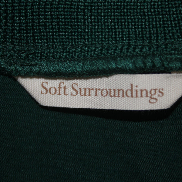 Soft Surroundings Top Sz XS Green Sheer Overlay Round Neck Poly Viscose Spandex