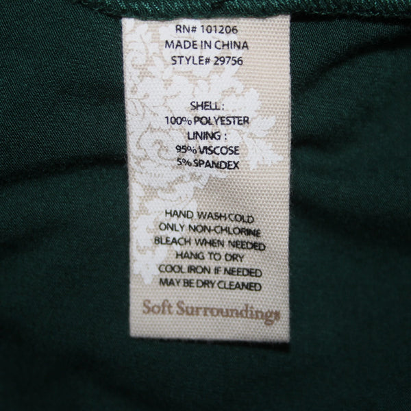 Soft Surroundings Top Sz XS Green Sheer Overlay Round Neck Poly Viscose Spandex