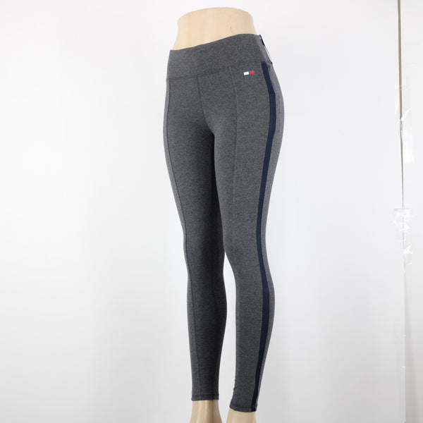 Tommy Hilfiger NEW Sport Sz XS x 27 Gray Navy Stripe Compression Cotton Pant