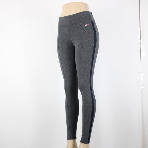 Tommy Hilfiger NEW Sport Sz XS x 27 Gray Navy Stripe Compression Cotton Pant