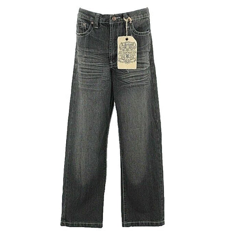 Brooklyn Xpress 16 x 29 Distressed Charcoal Cotton Boys Straight Leg Jean