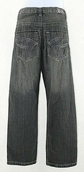 Brooklyn Xpress 16 x 29 Distressed Charcoal Cotton Boys Straight Leg Jean