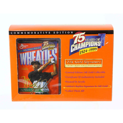 Wheaties Tiger Woods 75 Years Of Champions Gold Signature Card In Box