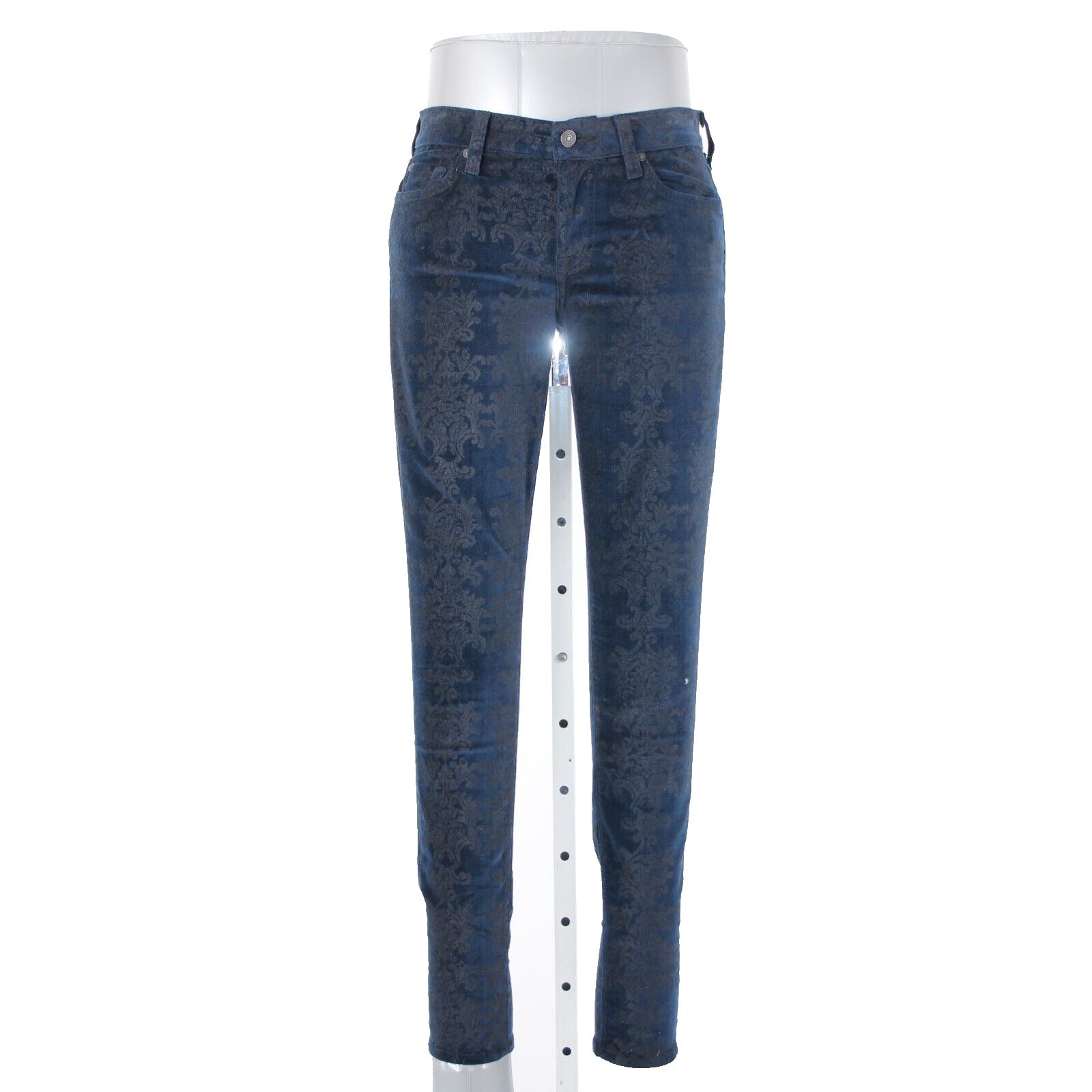 7 For All Mankind Sz 28 x 30 Navy Blue Black Patterned Cotton Spandex Jeans