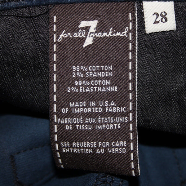 7 For All Mankind Sz 28 x 30 Navy Blue Black Patterned Cotton Spandex Jeans