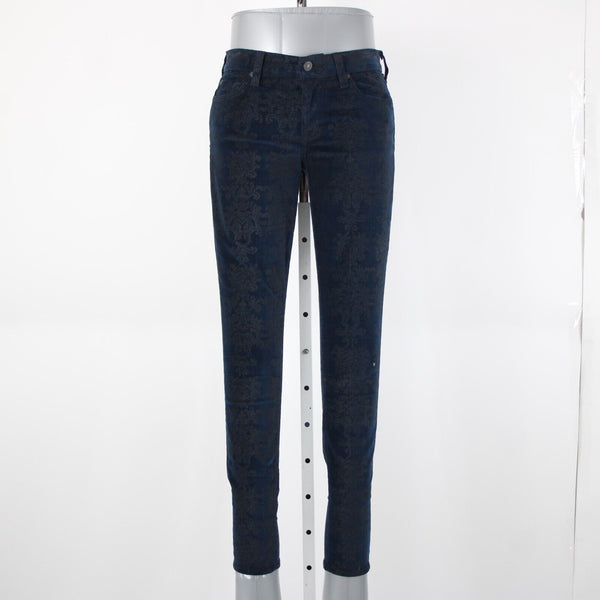 7 For All Mankind Sz 28 x 30 Navy Blue Black Patterned Cotton Spandex Jeans