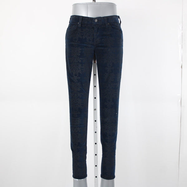 7 For All Mankind Sz 28 x 30 Navy Blue Black Patterned Cotton Spandex Jeans