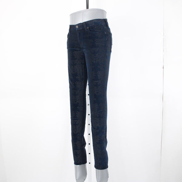 7 For All Mankind Sz 28 x 30 Navy Blue Black Patterned Cotton Spandex Jeans