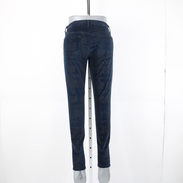 7 For All Mankind Sz 28 x 30 Navy Blue Black Patterned Cotton Spandex Jeans
