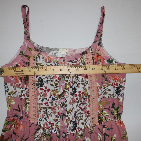 Tiny Top NEW $88 Sz M Pink Green Multi Color Floral 100% Cotton Camisole Top