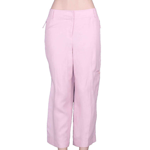 Talbots NEW $128 Sz 12 x 24 Pink Loose Silk Linen Unlined Crop Pant