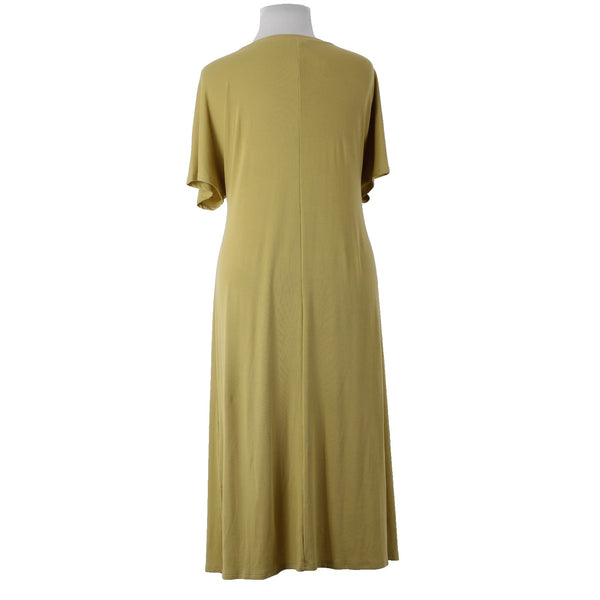 Mittoshop Dress Sz L Green Front Knot Tie Polyester Rayon Spandex Dress
