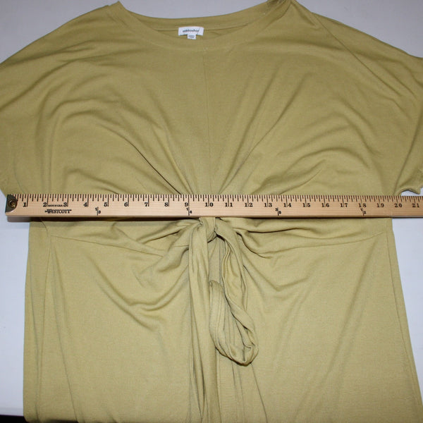Mittoshop Dress Sz L Green Front Knot Tie Polyester Rayon Spandex Dress