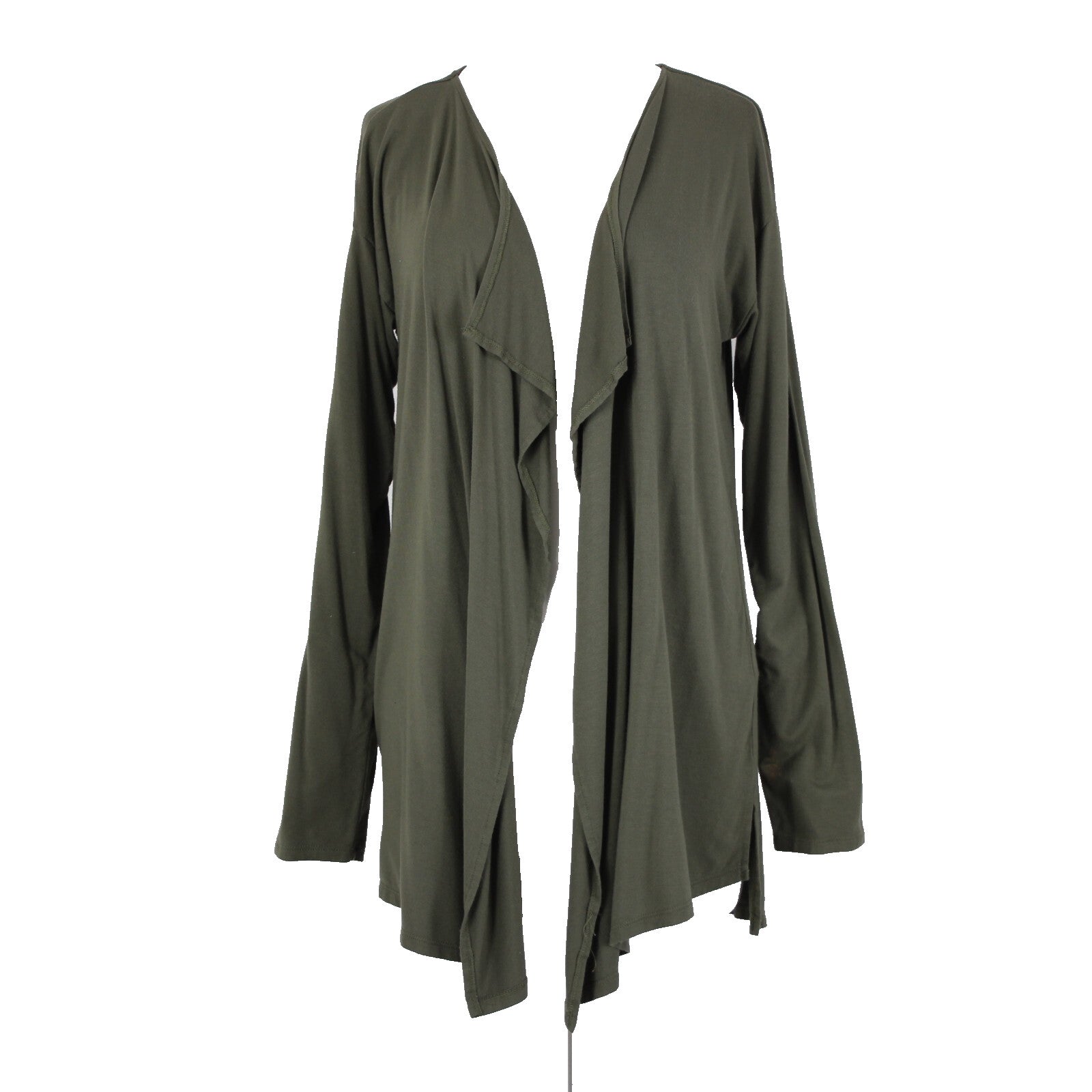 Vince Camuto Sz MP Green Draper Collar Rayon Spandex Wrap Sweater Cardigan Wrap