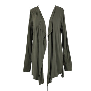Vince Camuto Sz MP Green Draper Collar Rayon Spandex Wrap Sweater Cardigan Wrap