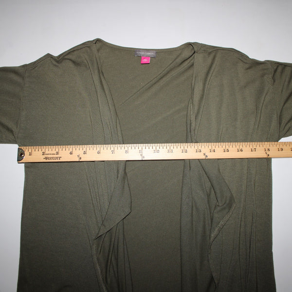 Vince Camuto Sz MP Green Draper Collar Rayon Spandex Wrap Sweater Cardigan Wrap