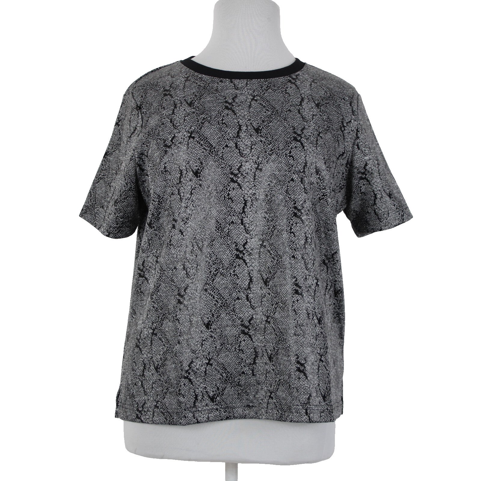 Chicos NEW $60 Jacquard Sz 3 Black White Reptile Knit Poly Rayon Spandex Top