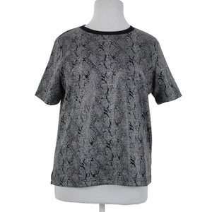 Chicos NEW $60 Jacquard Sz 3 Black White Reptile Knit Poly Rayon Spandex Top