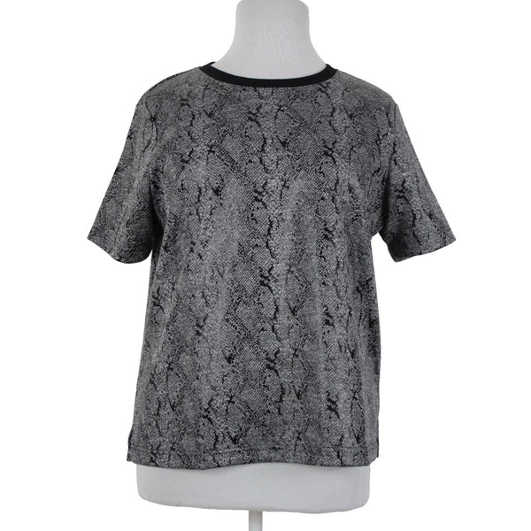 Chicos NEW $60 Jacquard Sz 3 Black White Reptile Knit Poly Rayon Spandex Top