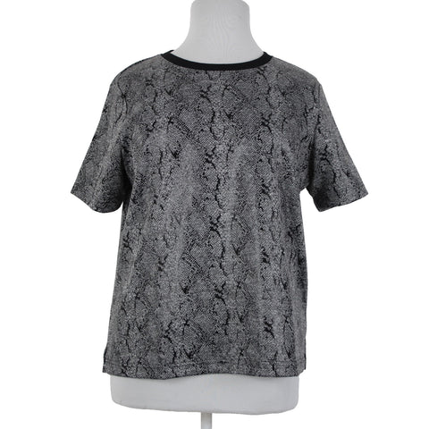 Chicos NEW $60 Jacquard Sz 3 Black White Reptile Knit Poly Rayon Spandex Top