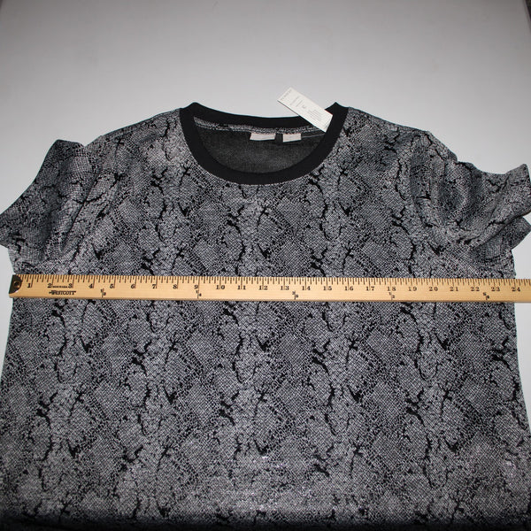 Chicos NEW $60 Jacquard Sz 3 Black White Reptile Knit Poly Rayon Spandex Top