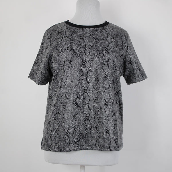 Chicos NEW $60 Jacquard Sz 3 Black White Reptile Knit Poly Rayon Spandex Top