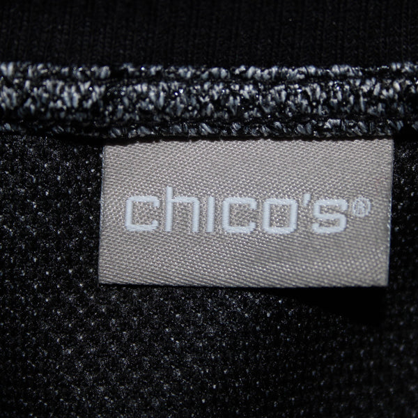 Chicos NEW $60 Jacquard Sz 3 Black White Reptile Knit Poly Rayon Spandex Top