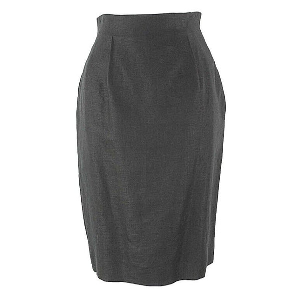 Valerie Stevens Sz 8 Black Side Pocket Straight Linen Skirt