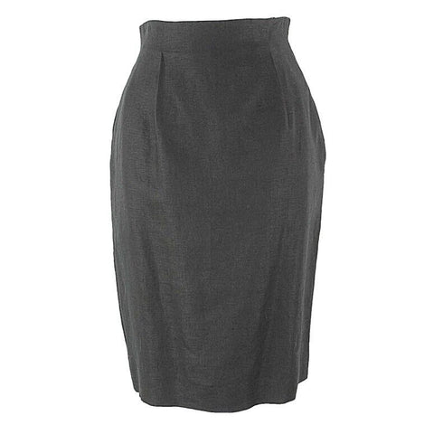Valerie Stevens Sz 8 Black Side Pocket Straight Linen Skirt