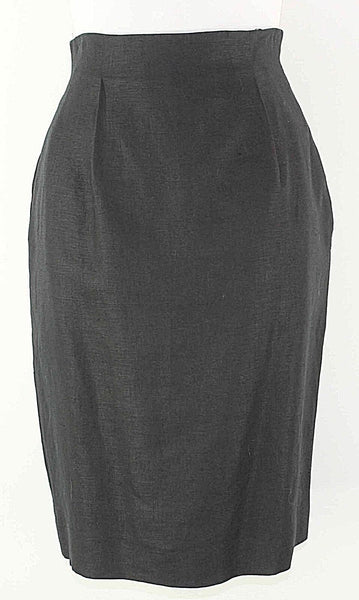 Valerie Stevens Sz 8 Black Side Pocket Straight Linen Skirt
