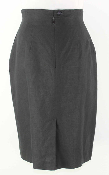 Valerie Stevens Sz 8 Black Side Pocket Straight Linen Skirt