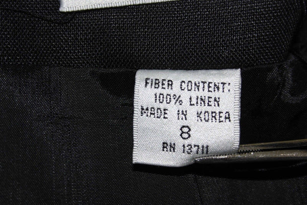 Valerie Stevens Sz 8 Black Side Pocket Straight Linen Skirt