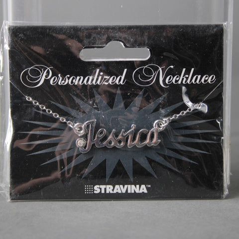 JESSICA NEW Name Silvertone Rhinestone 14.5" w 4.5" Multi Ring Ext Necklace