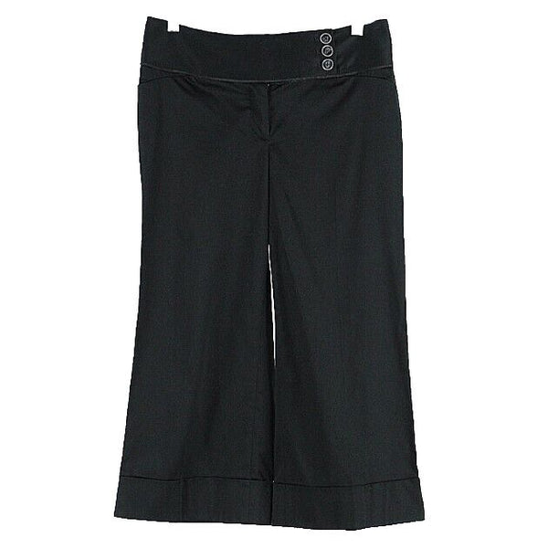 White House Black Wide Leg Crop NEW $78 Sz 6 x 21.5 Black Cotton Blend Pant