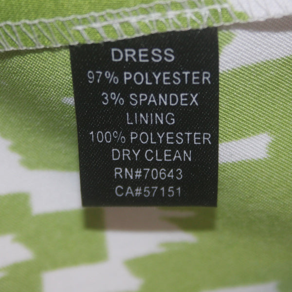 Jessica Howard Dress Sz 10 Green White Lined Sleeveless Polyester Spandex Dress