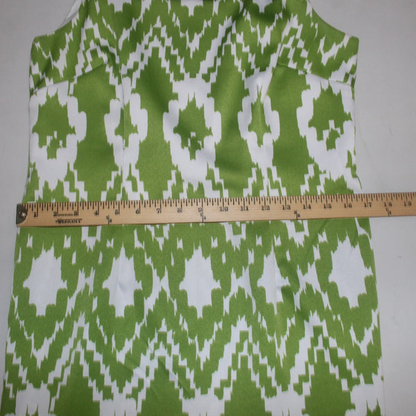 Jessica Howard Dress Sz 10 Green White Lined Sleeveless Polyester Spandex Dress