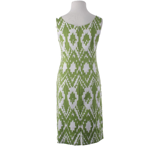 Jessica Howard Dress Sz 10 Green White Lined Sleeveless Polyester Spandex Dress