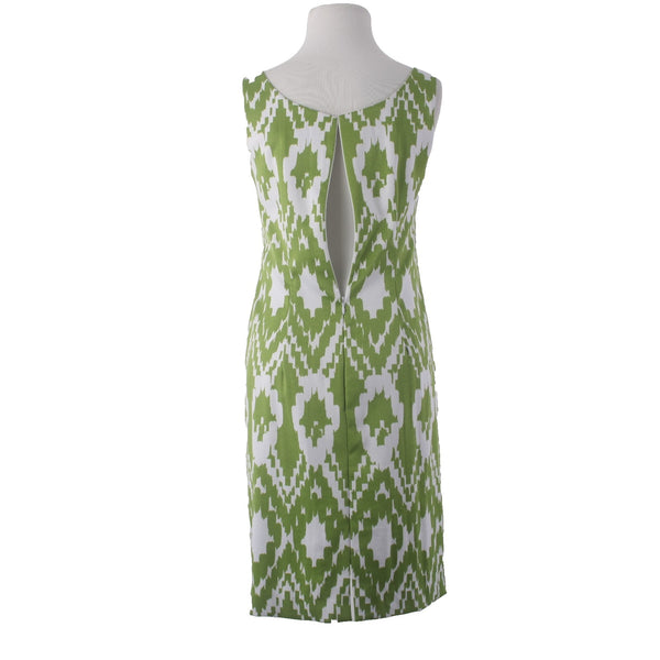 Jessica Howard Dress Sz 10 Green White Lined Sleeveless Polyester Spandex Dress