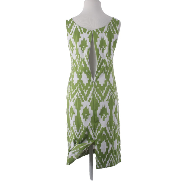 Jessica Howard Dress Sz 10 Green White Lined Sleeveless Polyester Spandex Dress