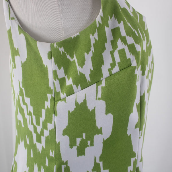 Jessica Howard Dress Sz 10 Green White Lined Sleeveless Polyester Spandex Dress