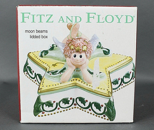 Fitz and Floyd NEW White Multi Moon Beams Star Shaped Lidded Box