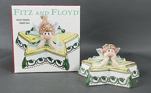 Fitz and Floyd NEW White Multi Moon Beams Star Shaped Lidded Box