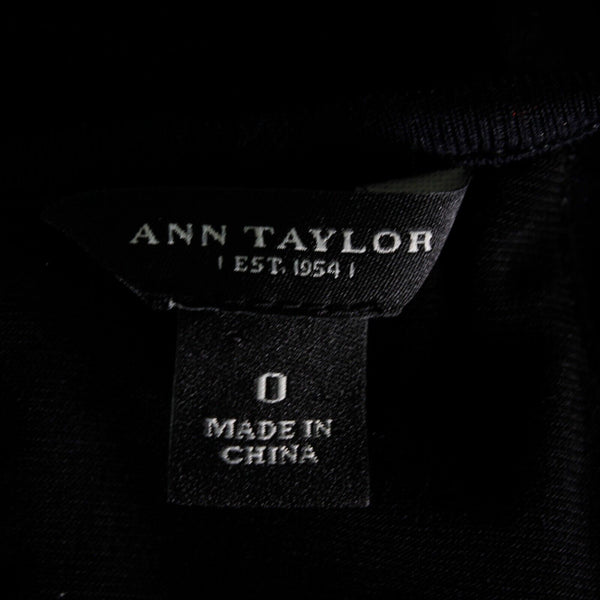 Ann Taylor Sz 0 Black Back Tie Halter Arm Ruffles Rayon Poly Spandex Knit Dress