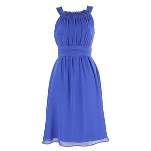 Alfred Angelo Sz 4 Royal Blue Gathered Neck & Waist Sheer Poly Cotton Dress