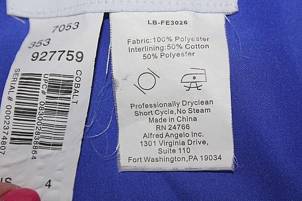 Alfred Angelo Sz 4 Royal Blue Gathered Neck & Waist Sheer Poly Cotton Dress