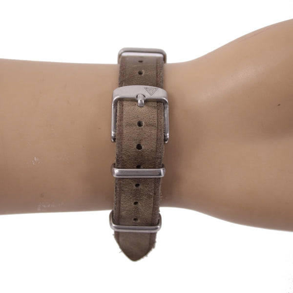 Dakota Watch Brown Silver Tone Round Adjustable Genuine Leather Wrist Watch
