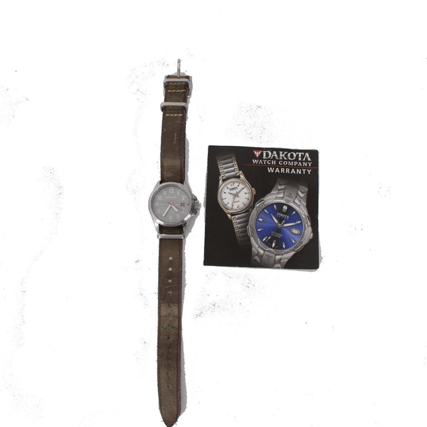 Dakota Watch Brown Silver Tone Round Adjustable Genuine Leather Wrist Watch