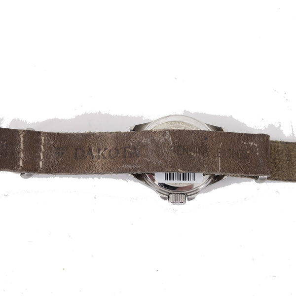Dakota Watch Brown Silver Tone Round Adjustable Genuine Leather Wrist Watch